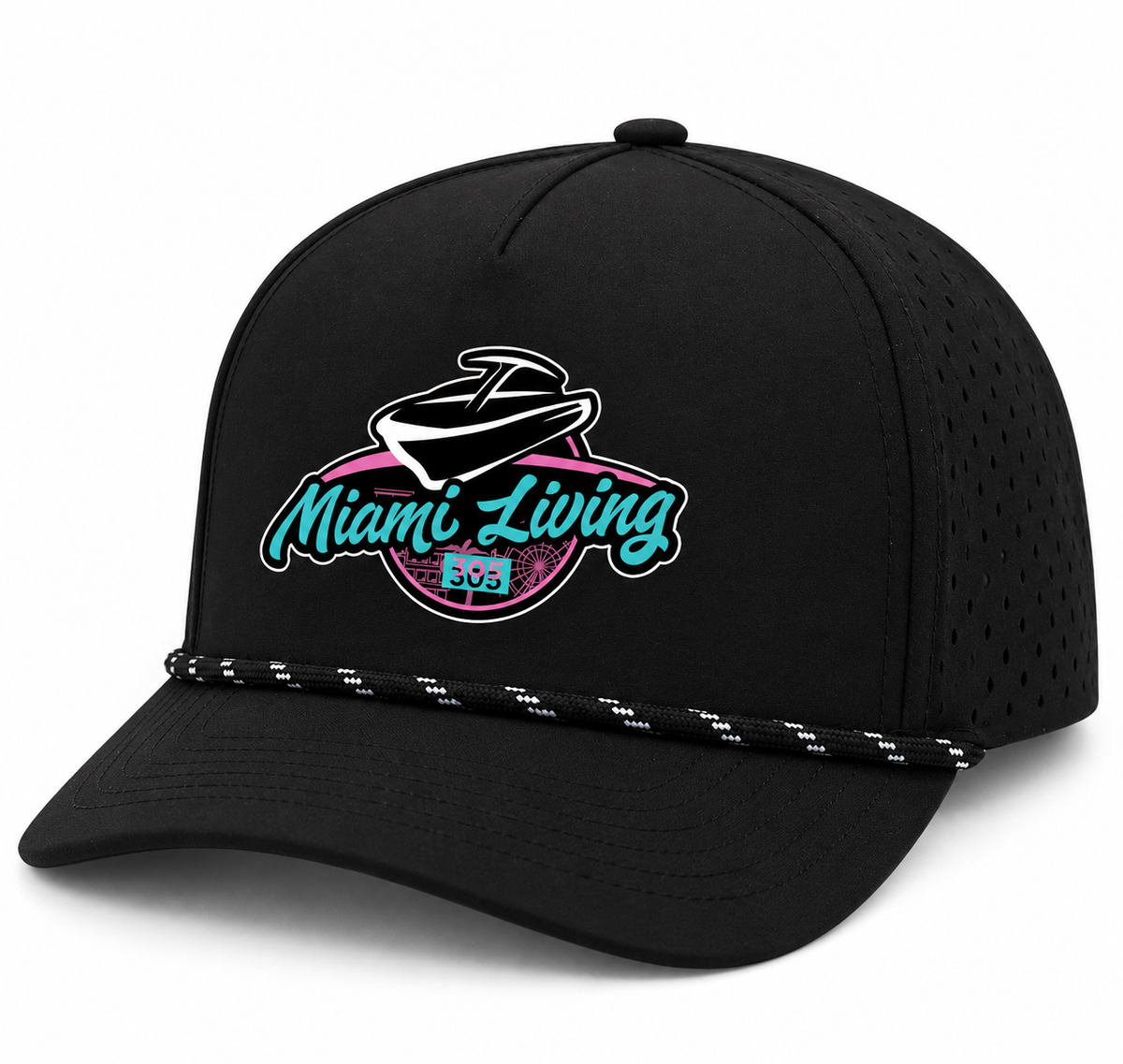 Miami Living Hat (Black Hat Black Rope)